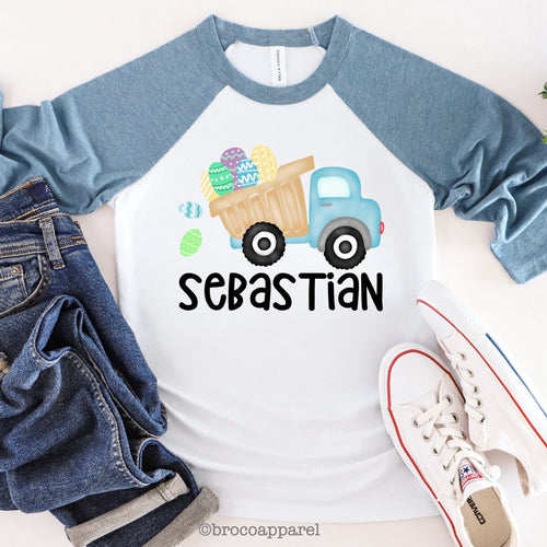 Personalized Easter Egg Truck Raglan Shirt