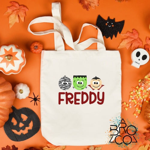Trick Or Treat Bag - Boys Candy Bag - Halloween Tote Bag - Personalized Tote - Halloween Name Bag - Kids Candy Bag - Toddler Candy Bag