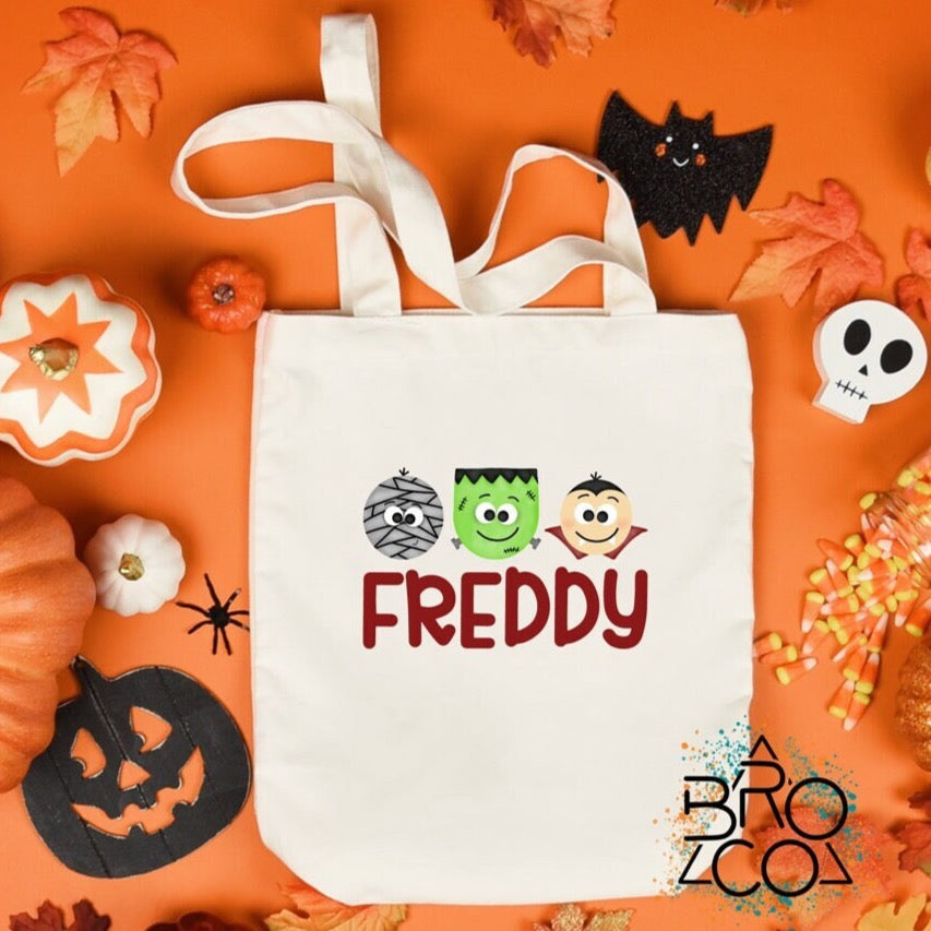 Trick Or Treat Bag - Boys Candy Bag - Halloween Tote Bag - Personalized Tote - Halloween Name Bag - Kids Candy Bag - Toddler Candy Bag