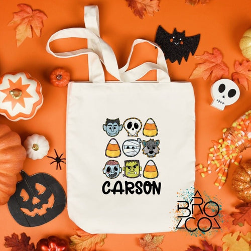 Trick Or Treat Bag - Boys Candy Bag - Halloween Tote Bag - Personalized Tote - Halloween Name Bag - Kids Candy Bag - Toddler Candy Bag